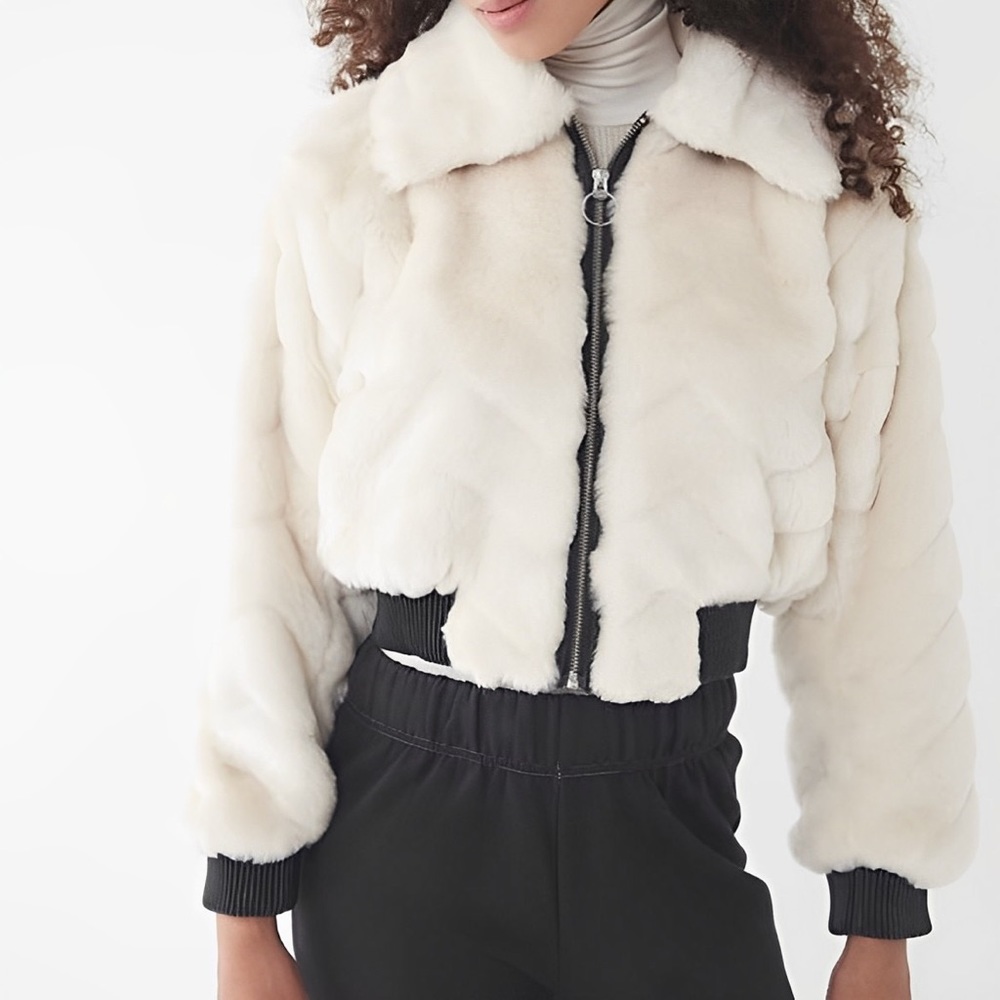 UO Francine Faux Fur Bomber Jacket